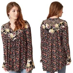 Free People Women’s Wildflower Fields Henley Tunic Top Size XS Bohemian